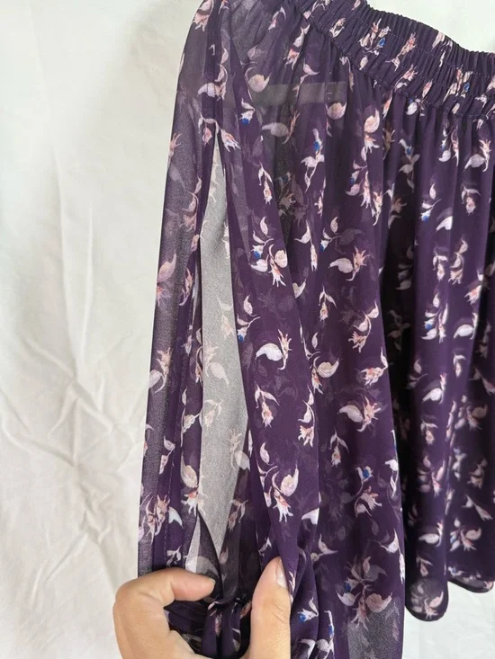 MISA Los Angeles Silk Feel Floral Peasant Blouse Off Shoulder XS - Picture 5 of 10